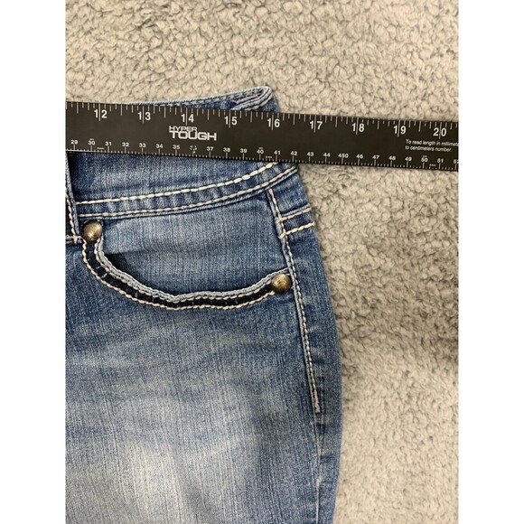 Code Bleu Regular 10 Capris Leg Split Denim Blue Jeans Embroidered 5 Pockets - Picture 7 of 11